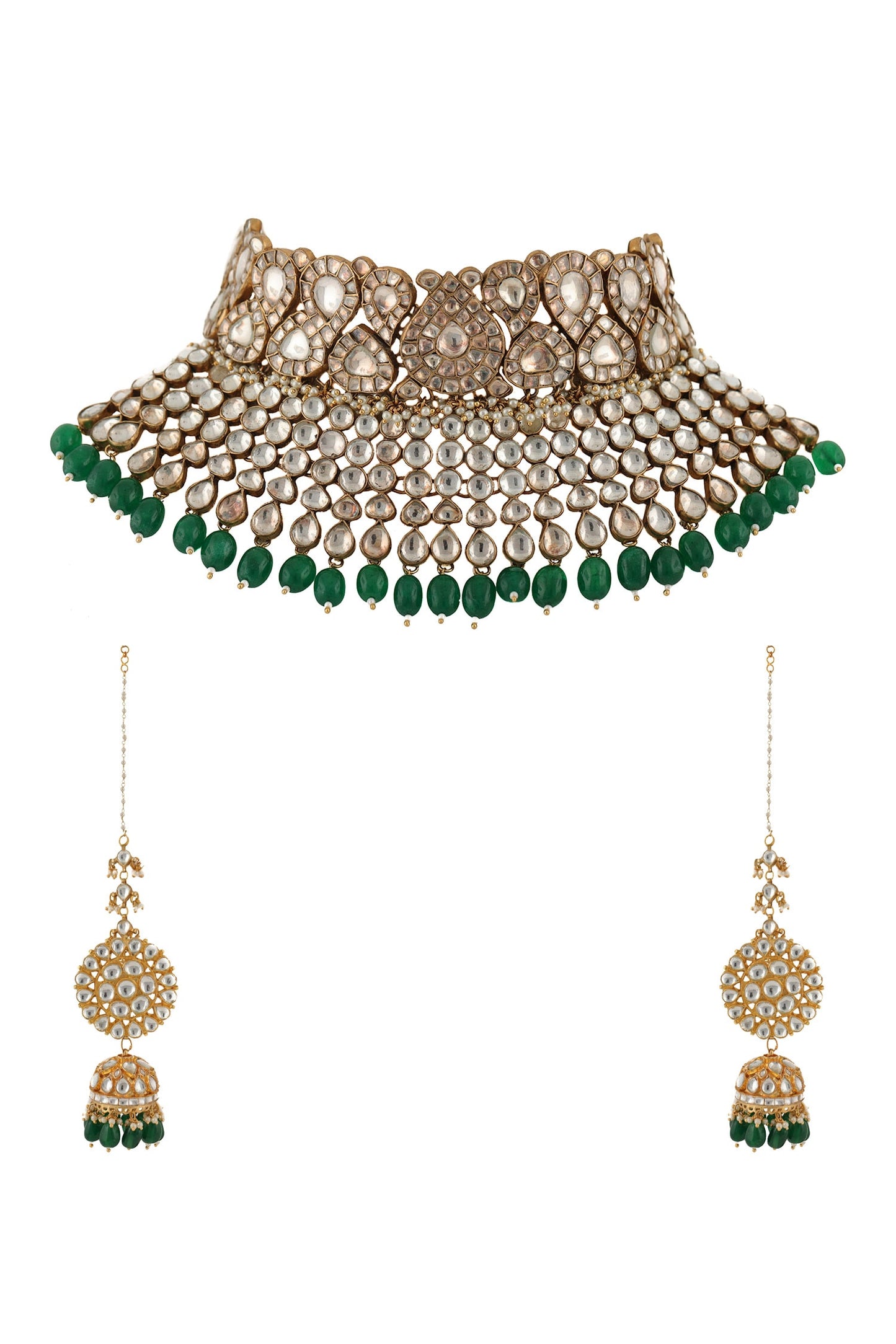 Stone Bead Drop Choker Set 