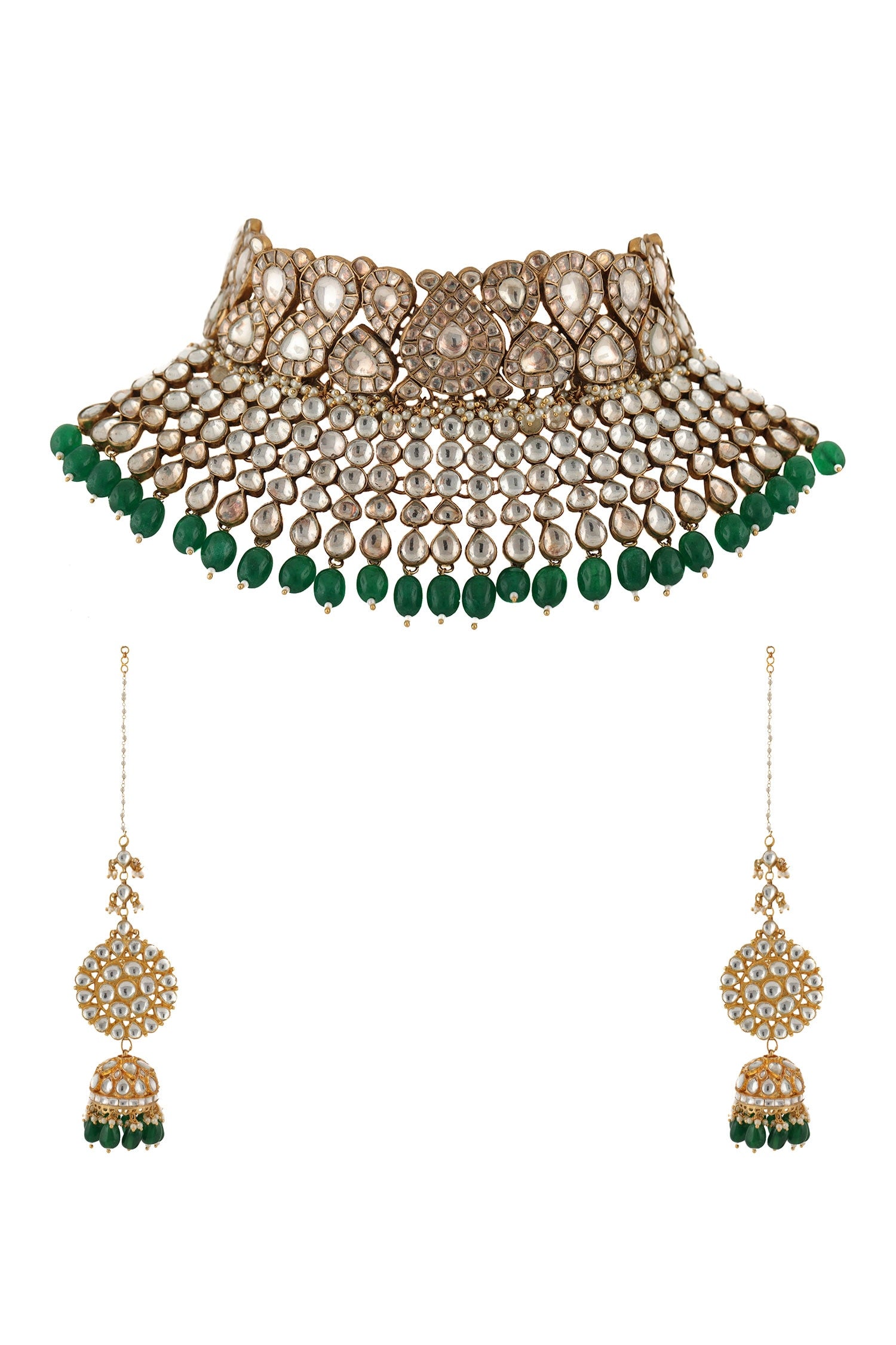 Stone Bead Drop Choker Set 