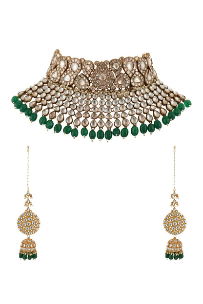 Stone Bead Drop Choker Set 