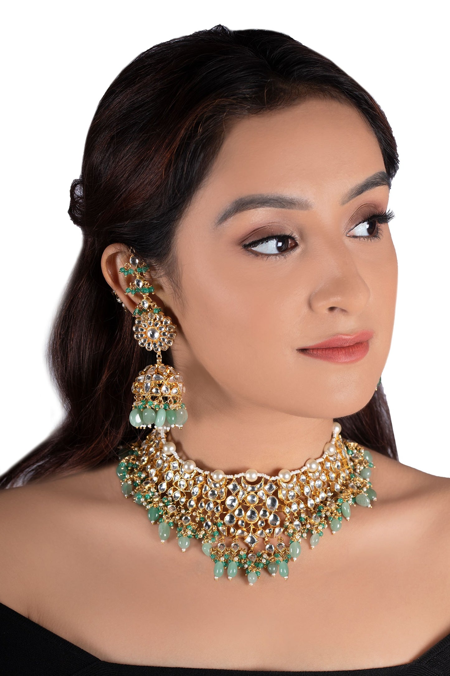 Stone Bead Drop Choker Set 