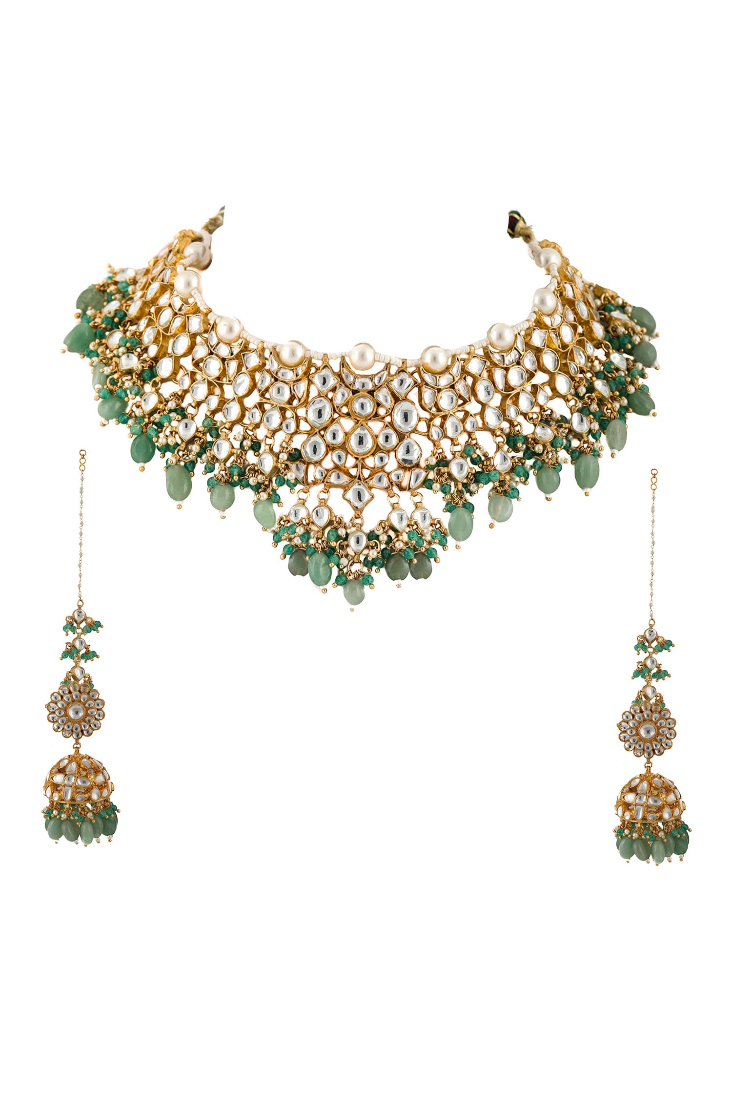 Stone Bead Drop Choker Set 