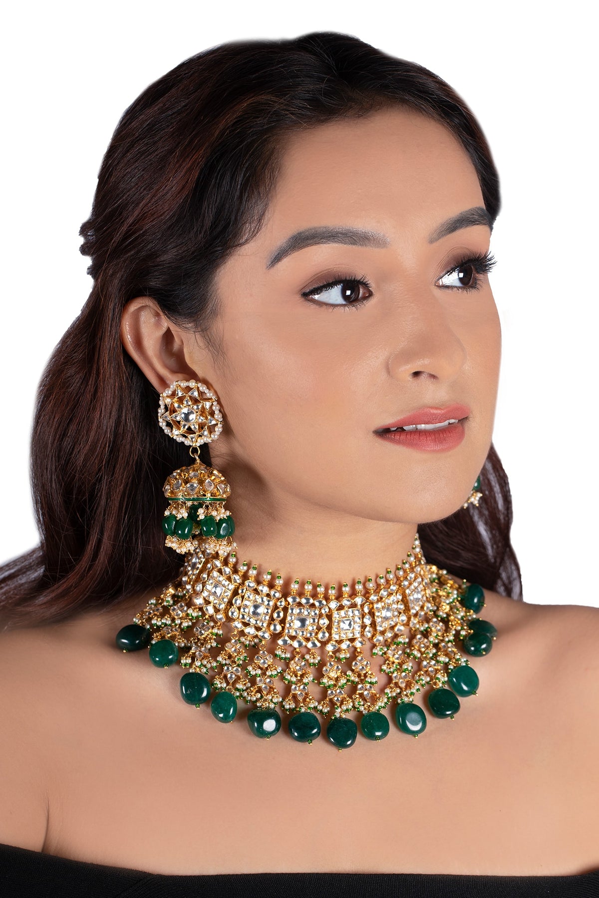 Bead Drop Stone Choker Set 