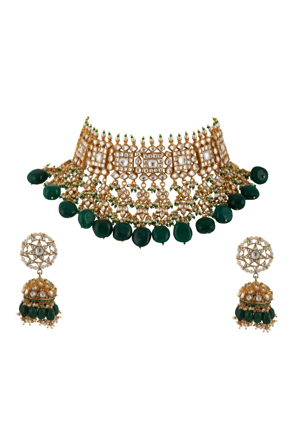 Bead Drop Stone Choker Set 