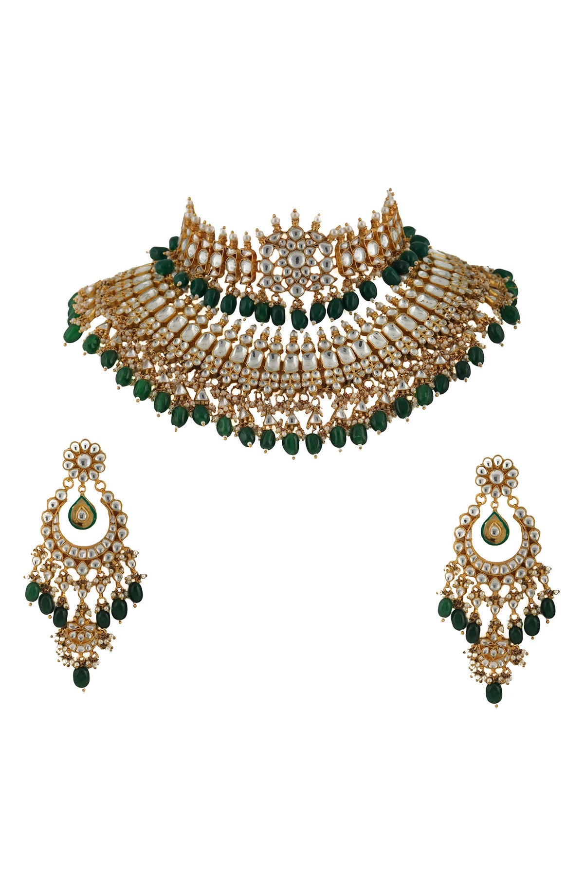 Bead Drop Stone Choker Set 