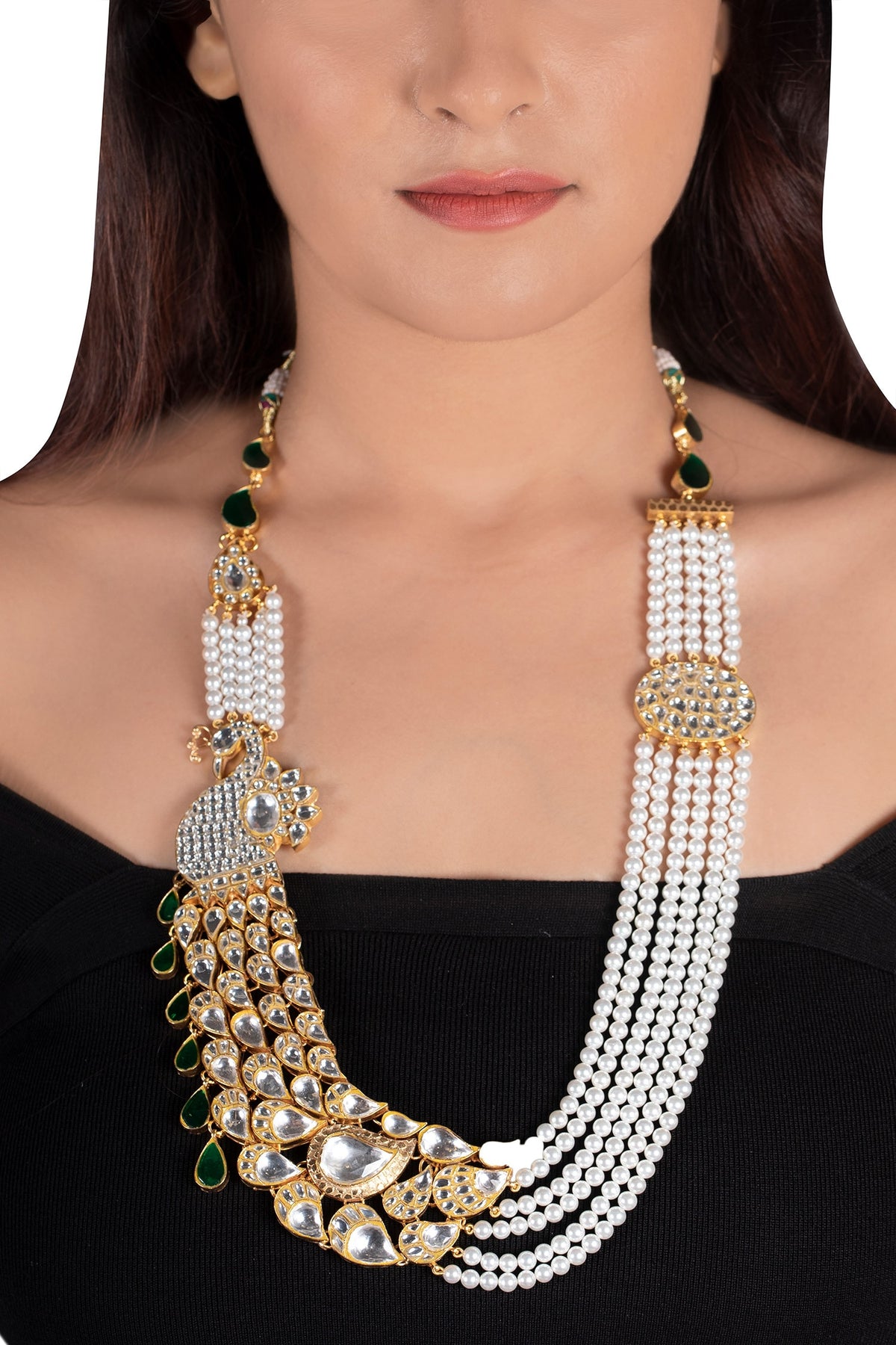Bead Layered Peacock Pendant Necklace 