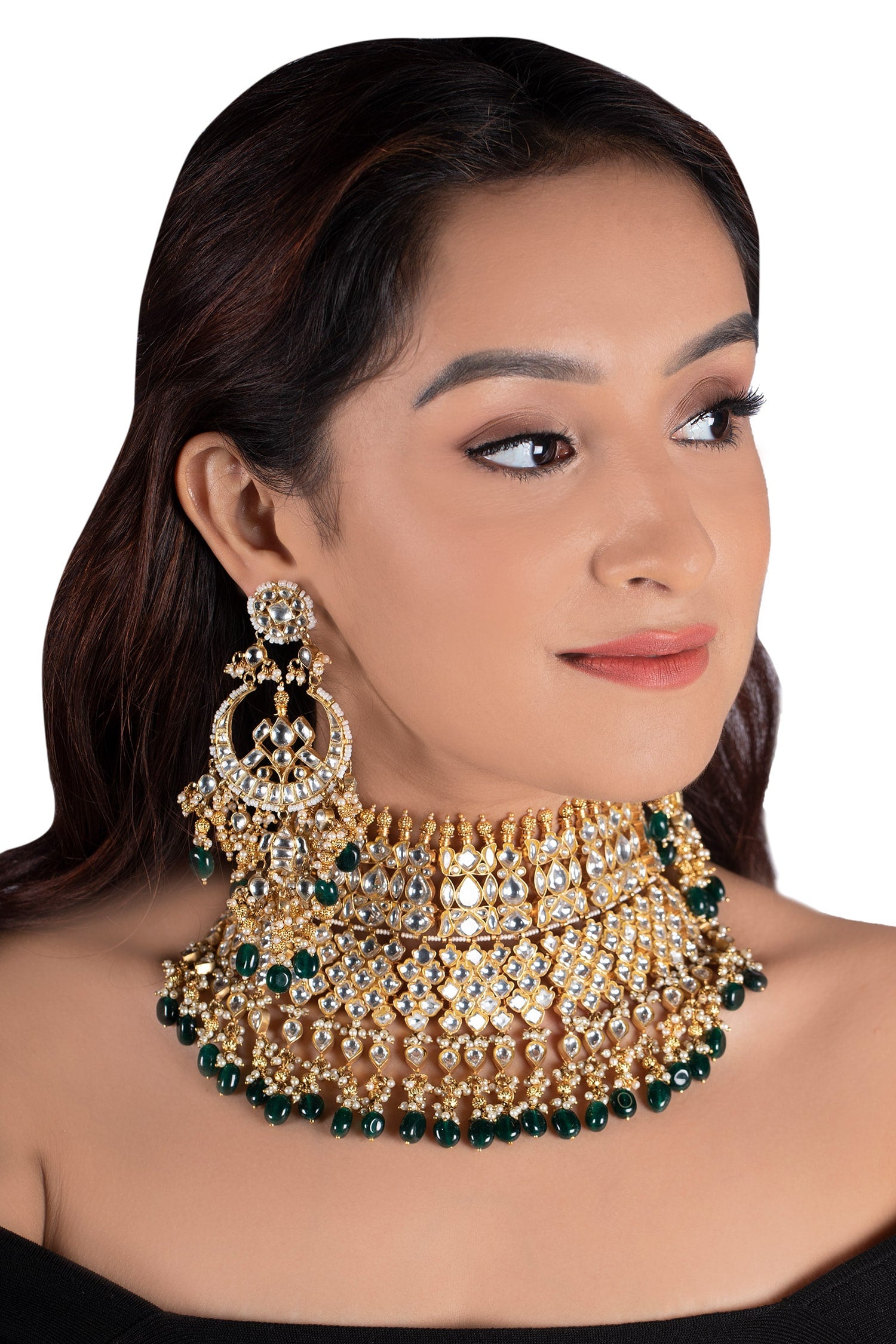 Bead Drop Stone Choker Set 
