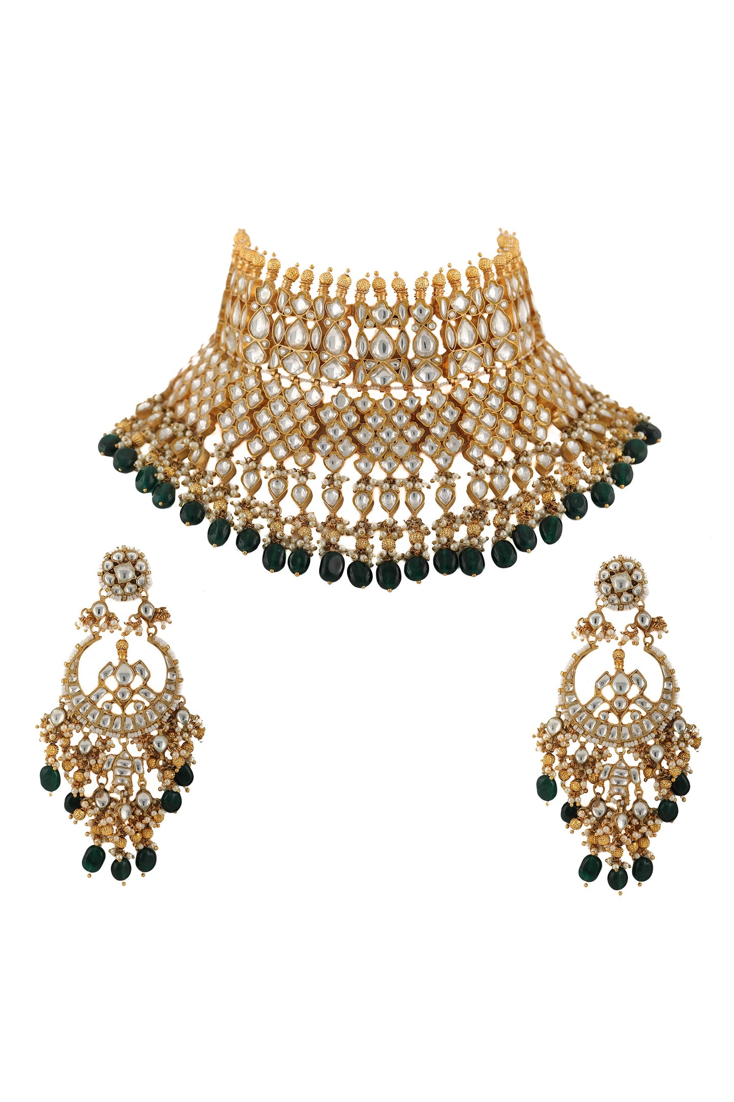 Bead Drop Stone Choker Set 