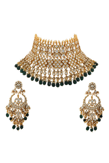 Bead Drop Stone Choker Set 