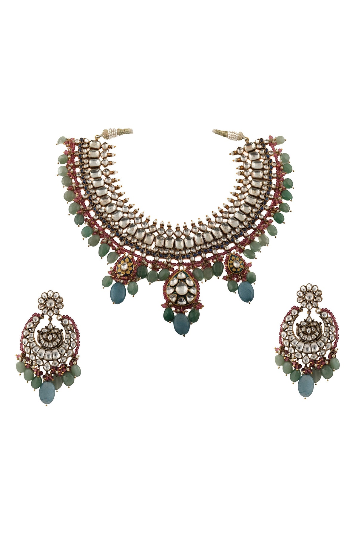 Pendant Drop Stone Choker Set 