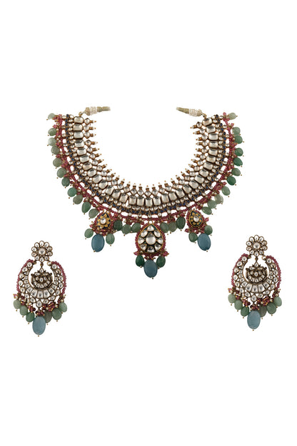 Pendant Drop Stone Choker Set 