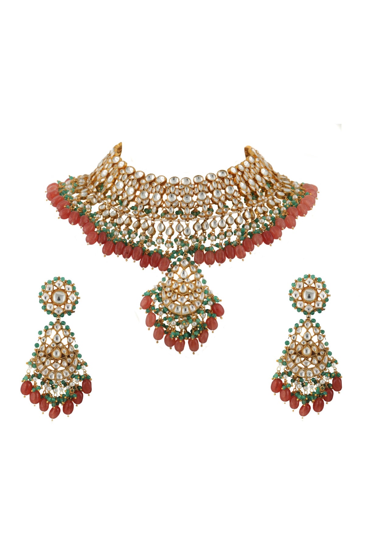 Pendant Drop Stone Choker Set 