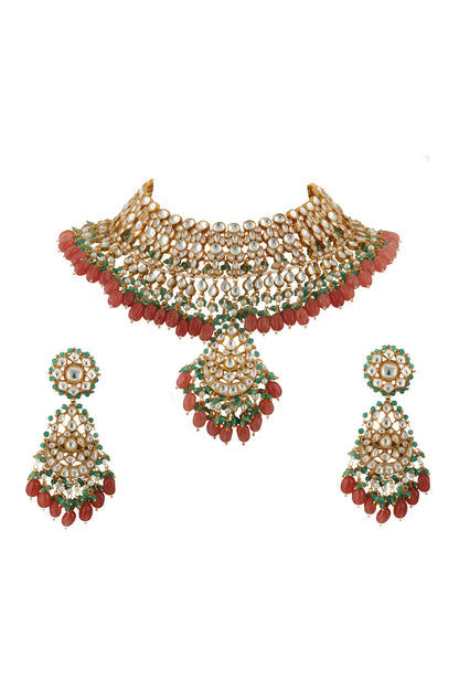 Pendant Drop Stone Choker Set 