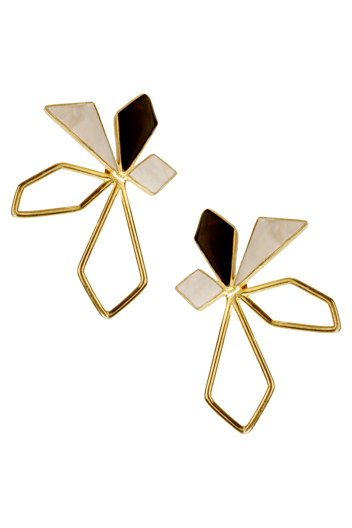 Curlicue Handmade Floral Stone Statement Studs 