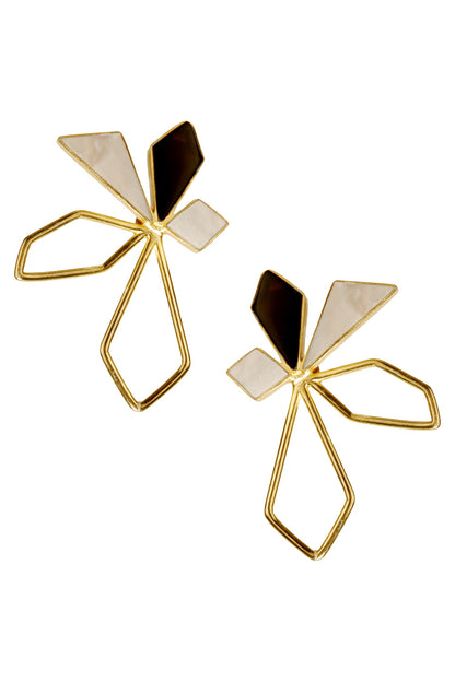 Curlicue Handmade Floral Stone Statement Studs 