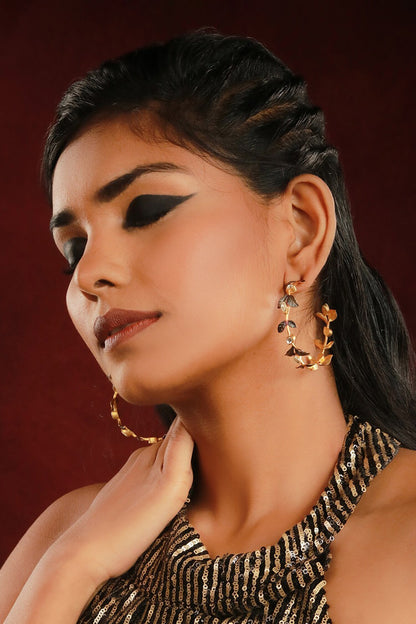 Leaf Embellished Hoops 