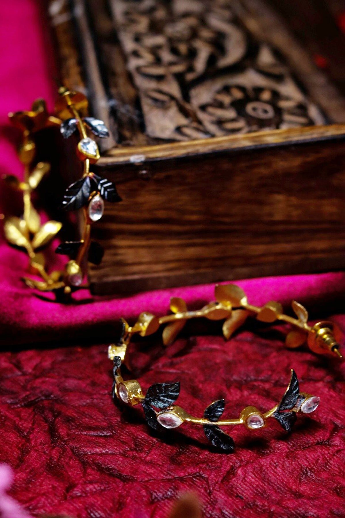 Leaf Embellished Hoops 