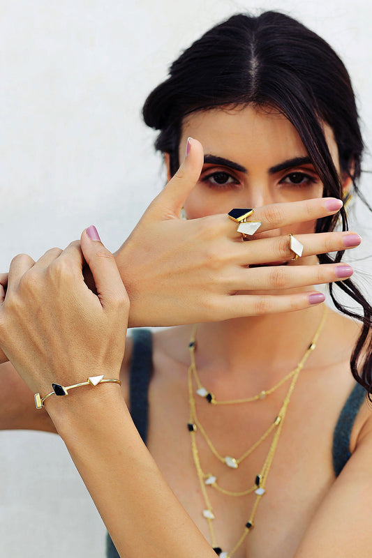 Dainty Handmade Stone Cuff 