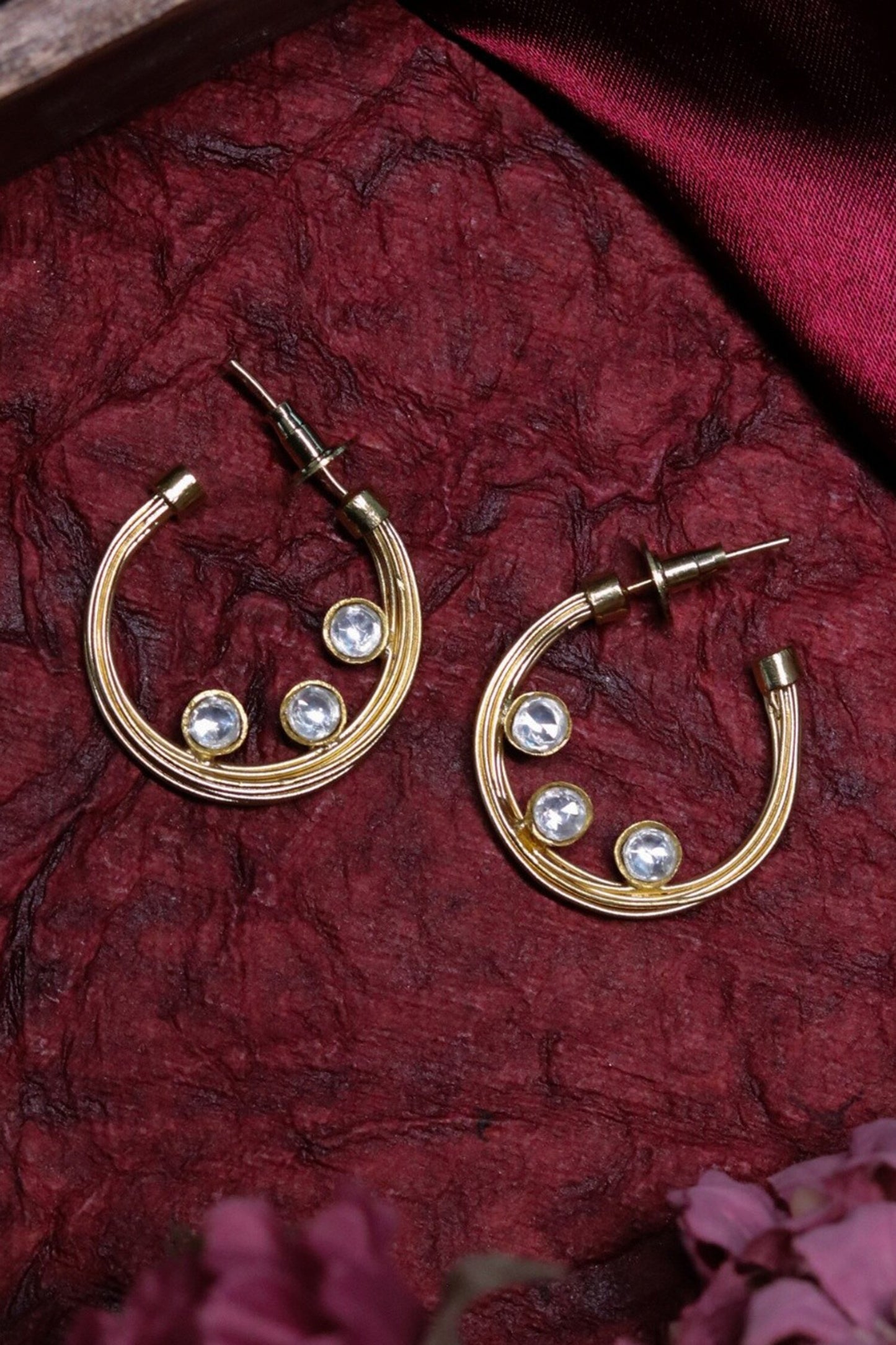 Layered Embellished Hoop Earrings 