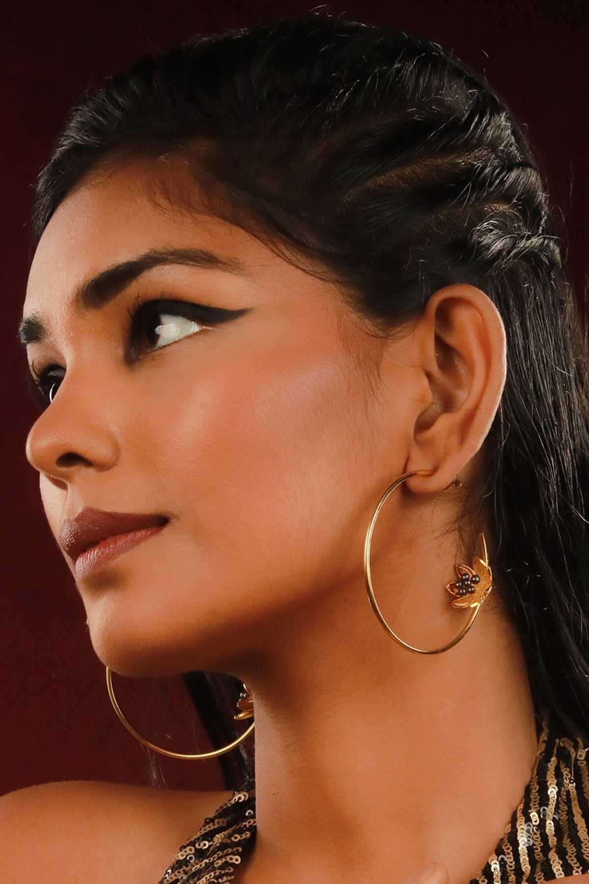 Floral Hoop Earrings 