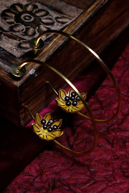 Floral Hoop Earrings 