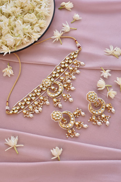 Crescent Kundan Necklace Set 