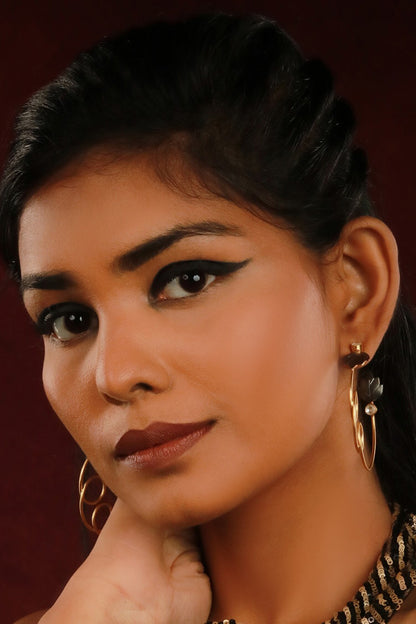 Pearl Embedded Hoop Earrings 