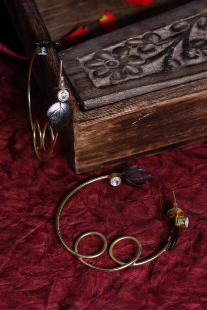 Pearl Embedded Hoop Earrings 