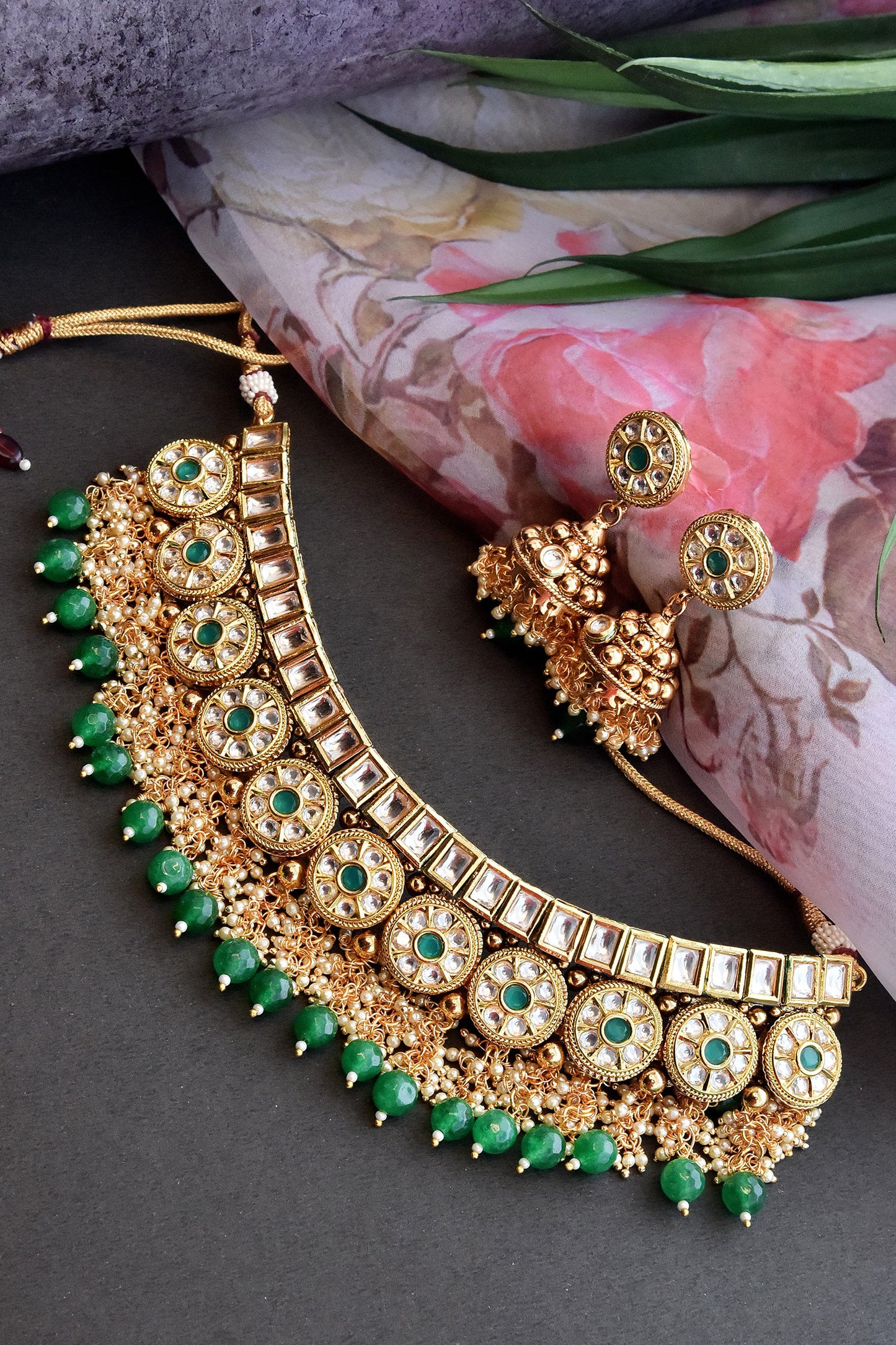 Geometric Kundan  Necklace Set 
