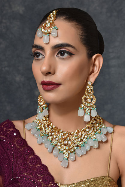Crescent Kundan Necklace Set 