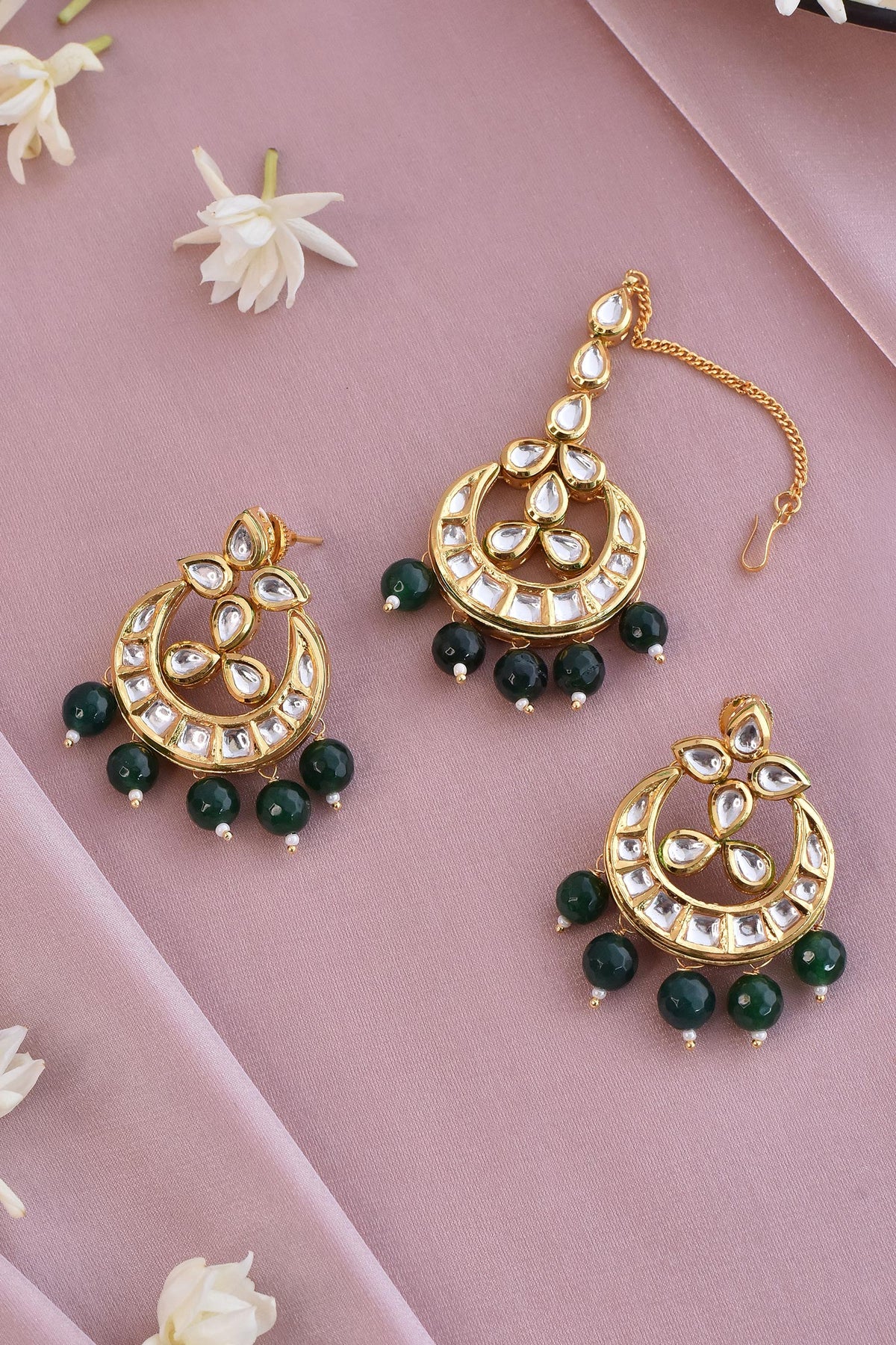 Kundan Chandbalis & Maangtikka Set 