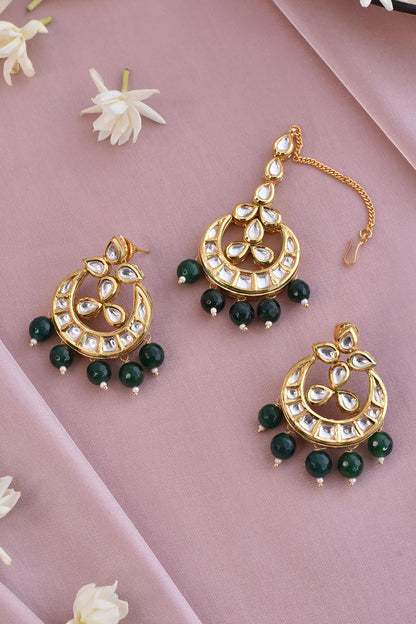 Kundan Chandbalis & Maangtikka Set 