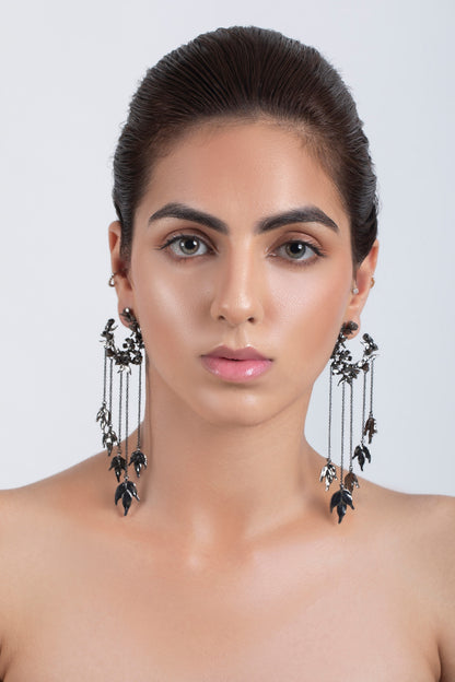 Handcrafted Chain Tassel Hoop Long Earrings 