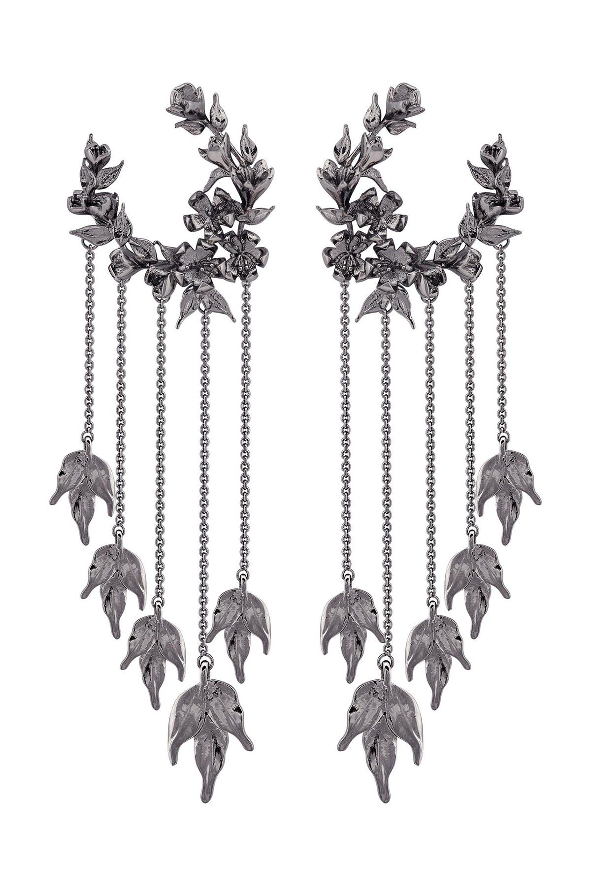 Handcrafted Chain Tassel Hoop Long Earrings 