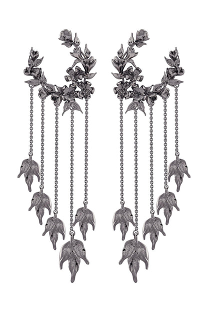 Handcrafted Chain Tassel Hoop Long Earrings 