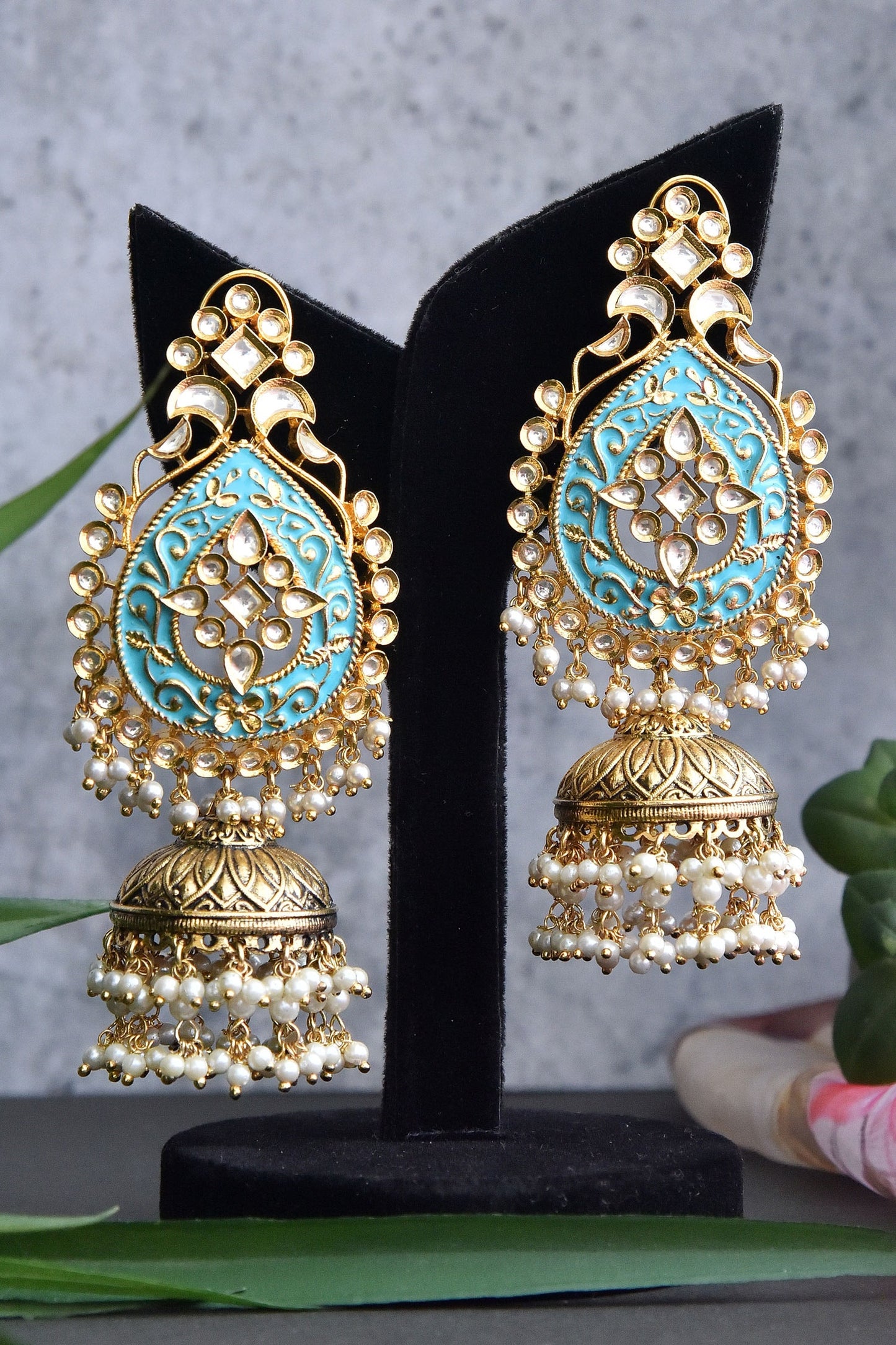 Kundan Embellished Jhumkas 