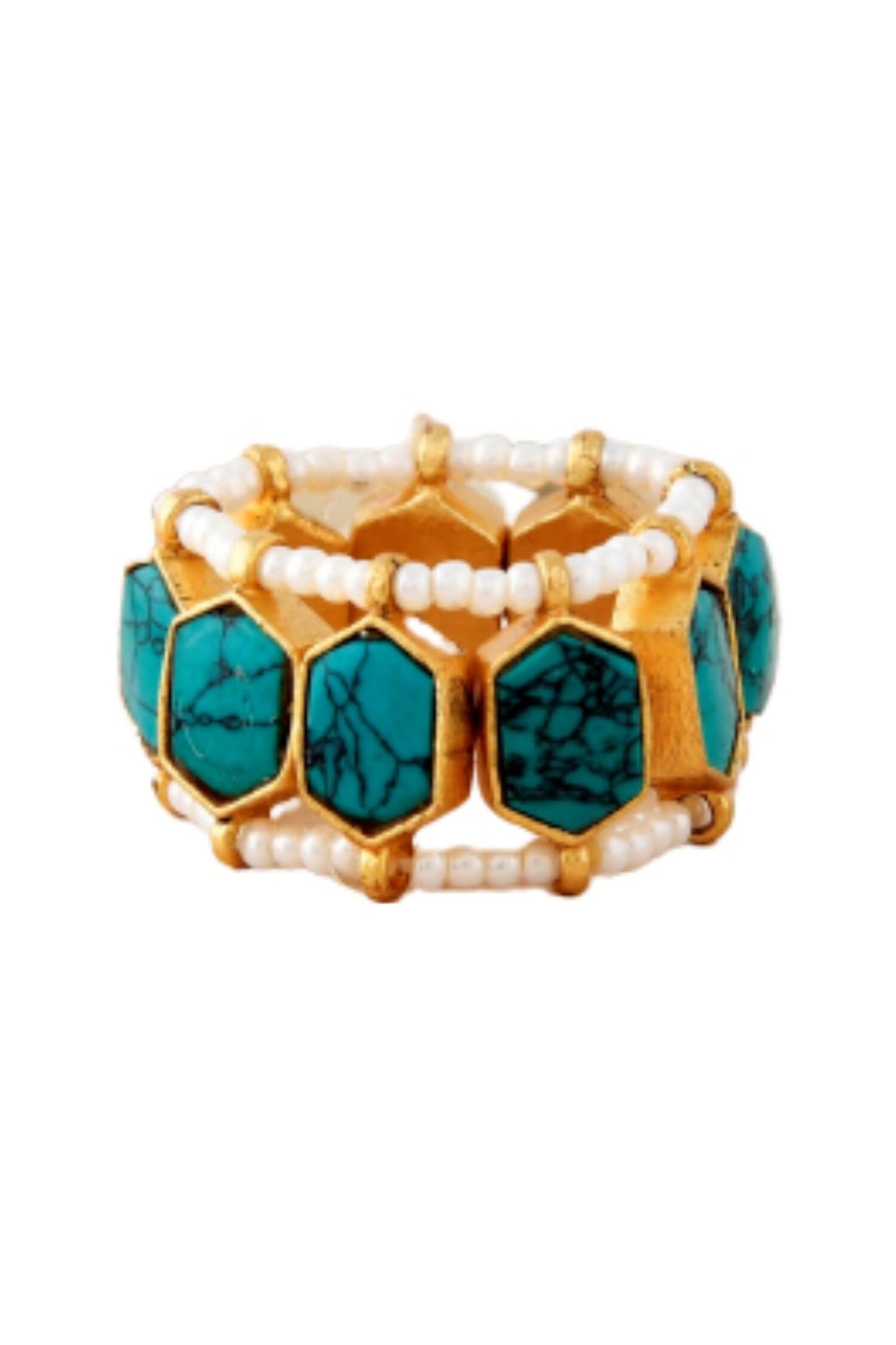 Geometric Stone Bead Embellished Ring 