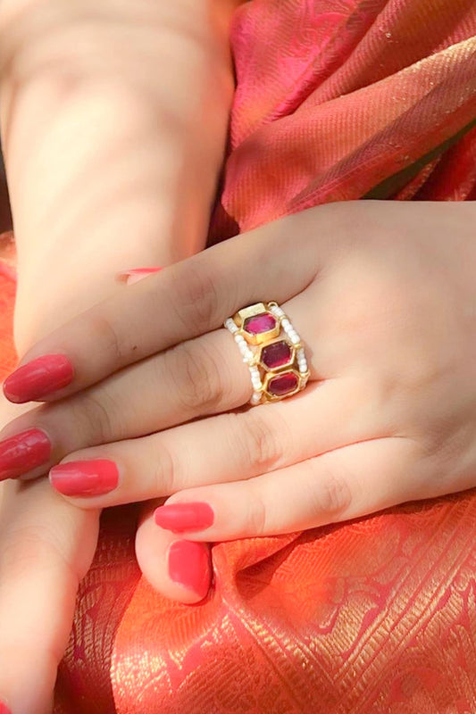 Geometric Stone Embellished Ring 