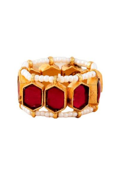Geometric Stone Embellished Ring 