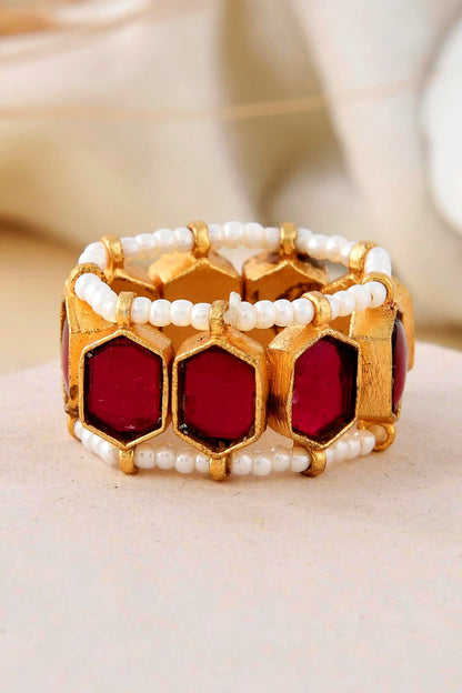 Geometric Stone Embellished Ring 