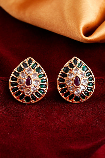 Kempu Stone Embellished Stud Earrings 