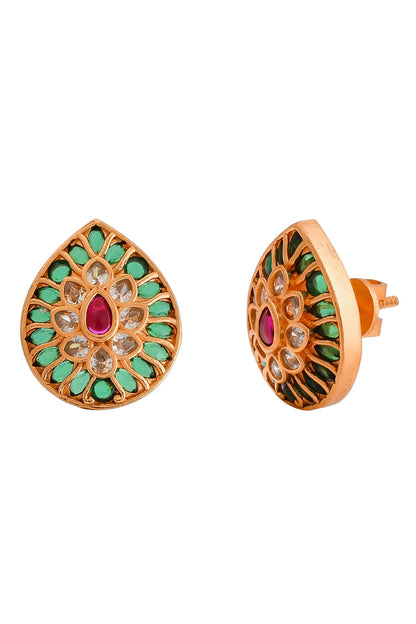 Kempu Stone Embellished Stud Earrings 