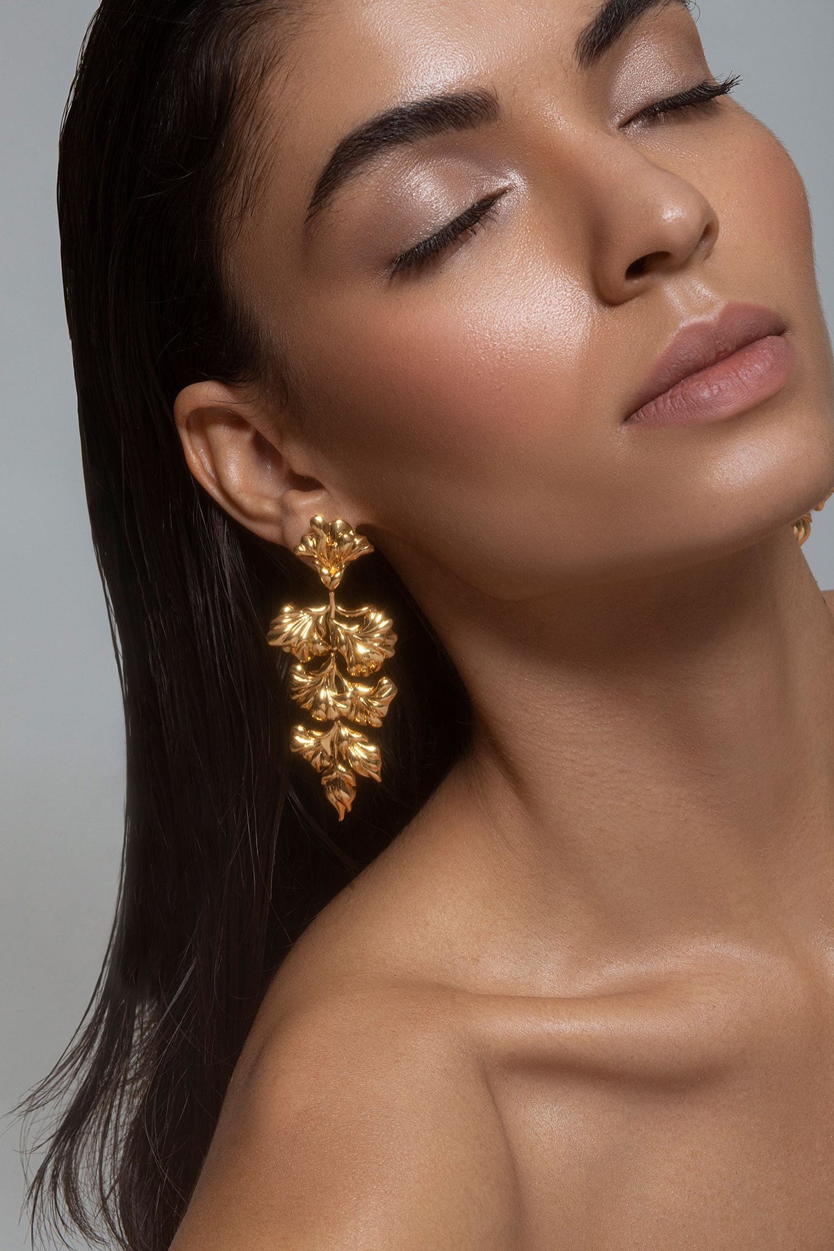Handcrafted Floral Long Statement Earrings 