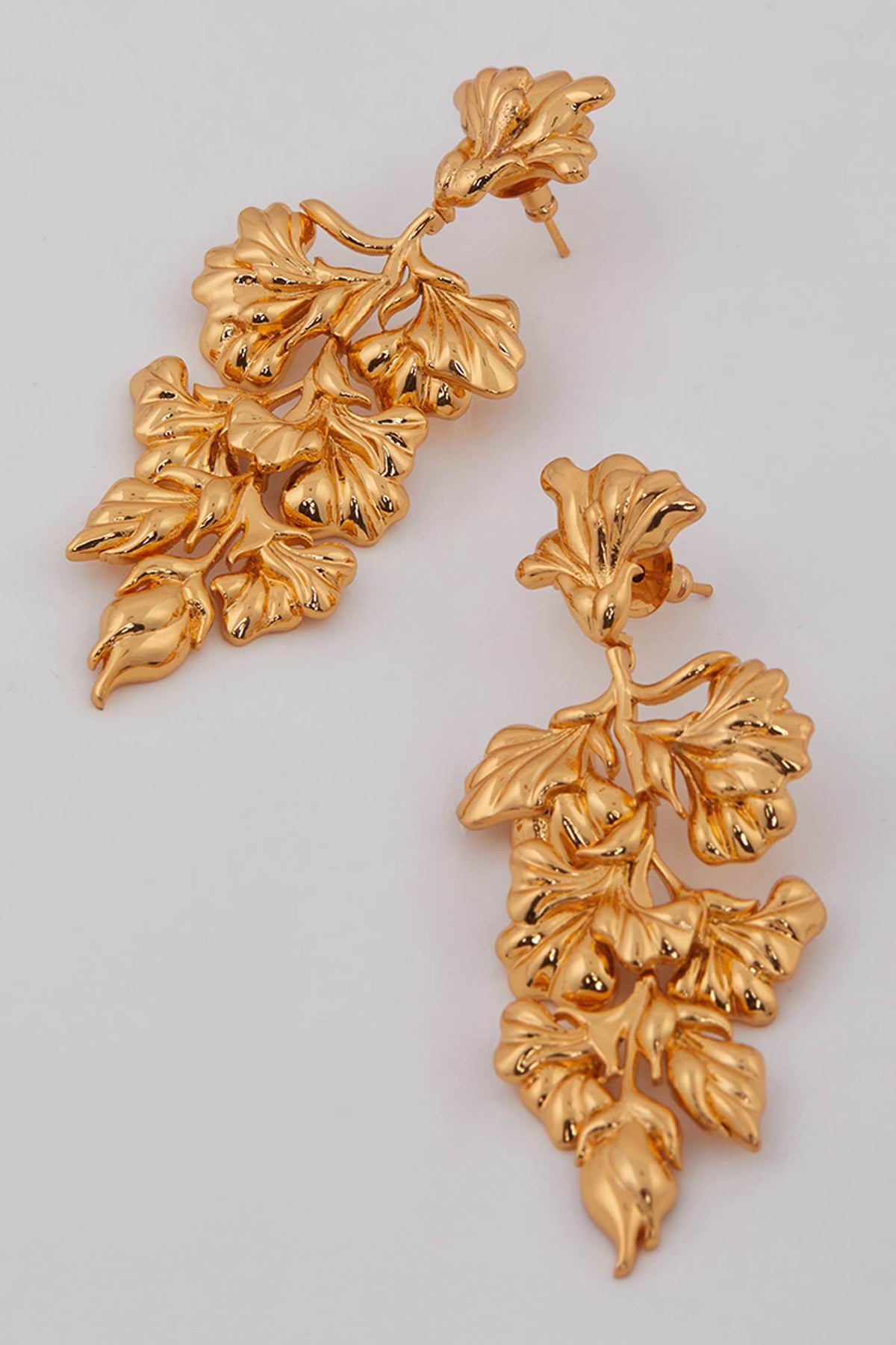 Handcrafted Floral Long Statement Earrings 