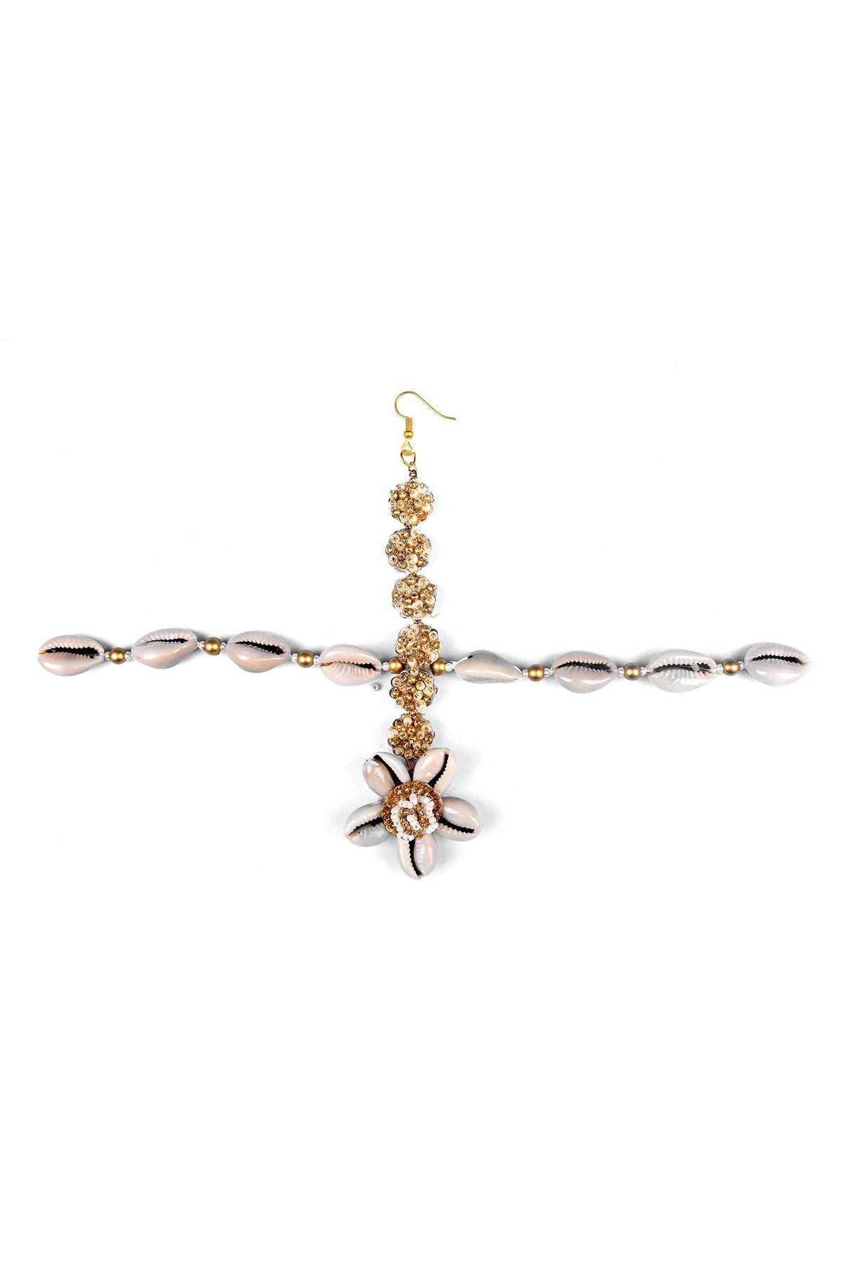 Floral Drop Gold & White Mathapatti 