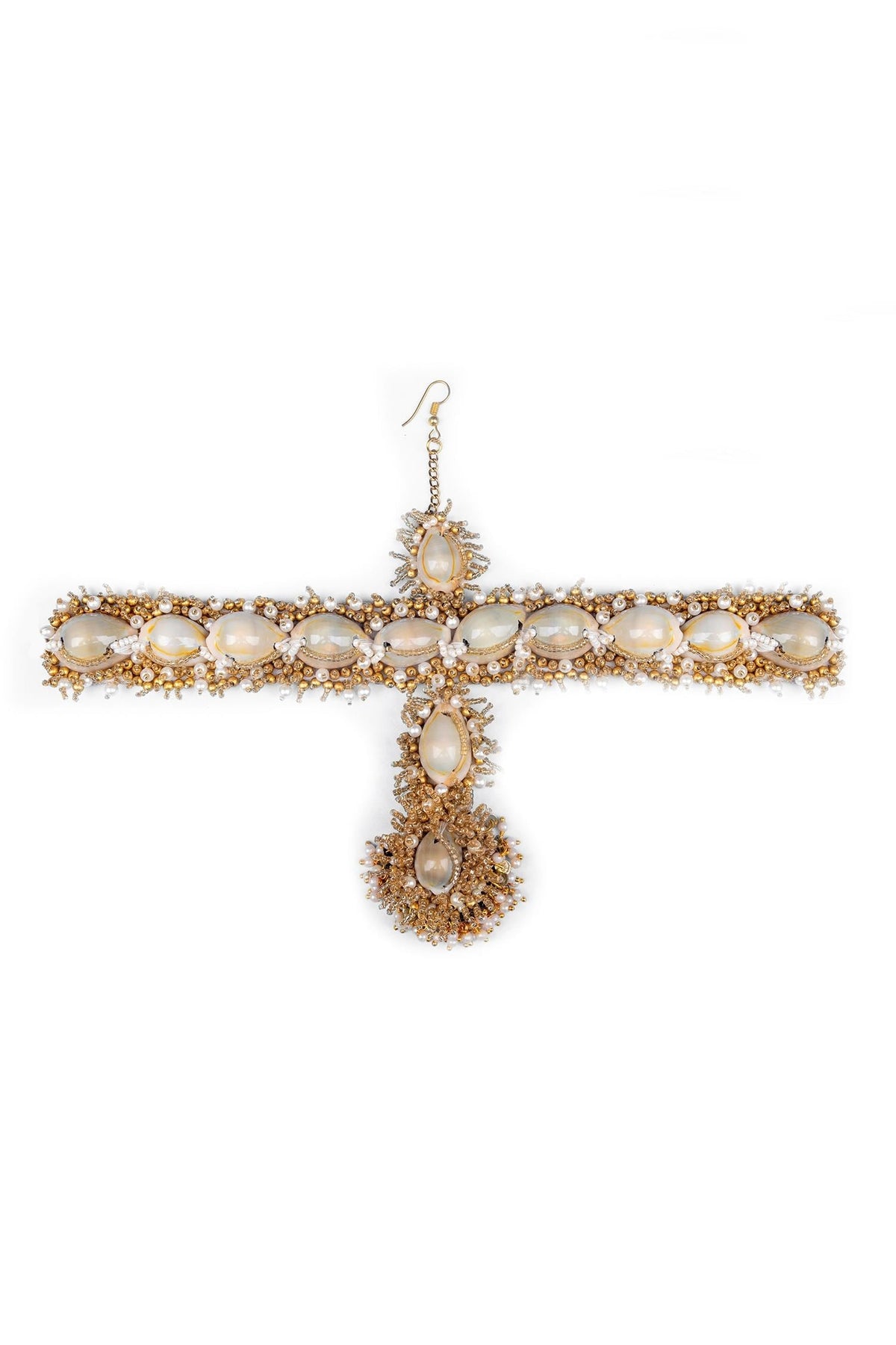 Gold & White Shell Mathapatti 