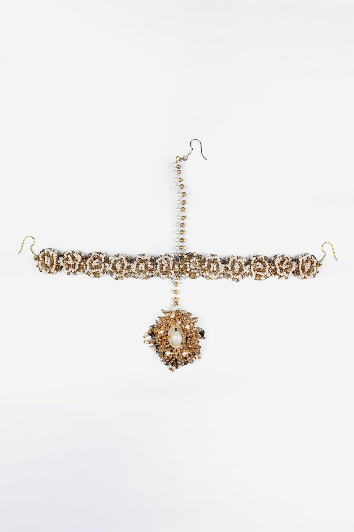 Gold & White Pearl Encrusted Mathapatti 