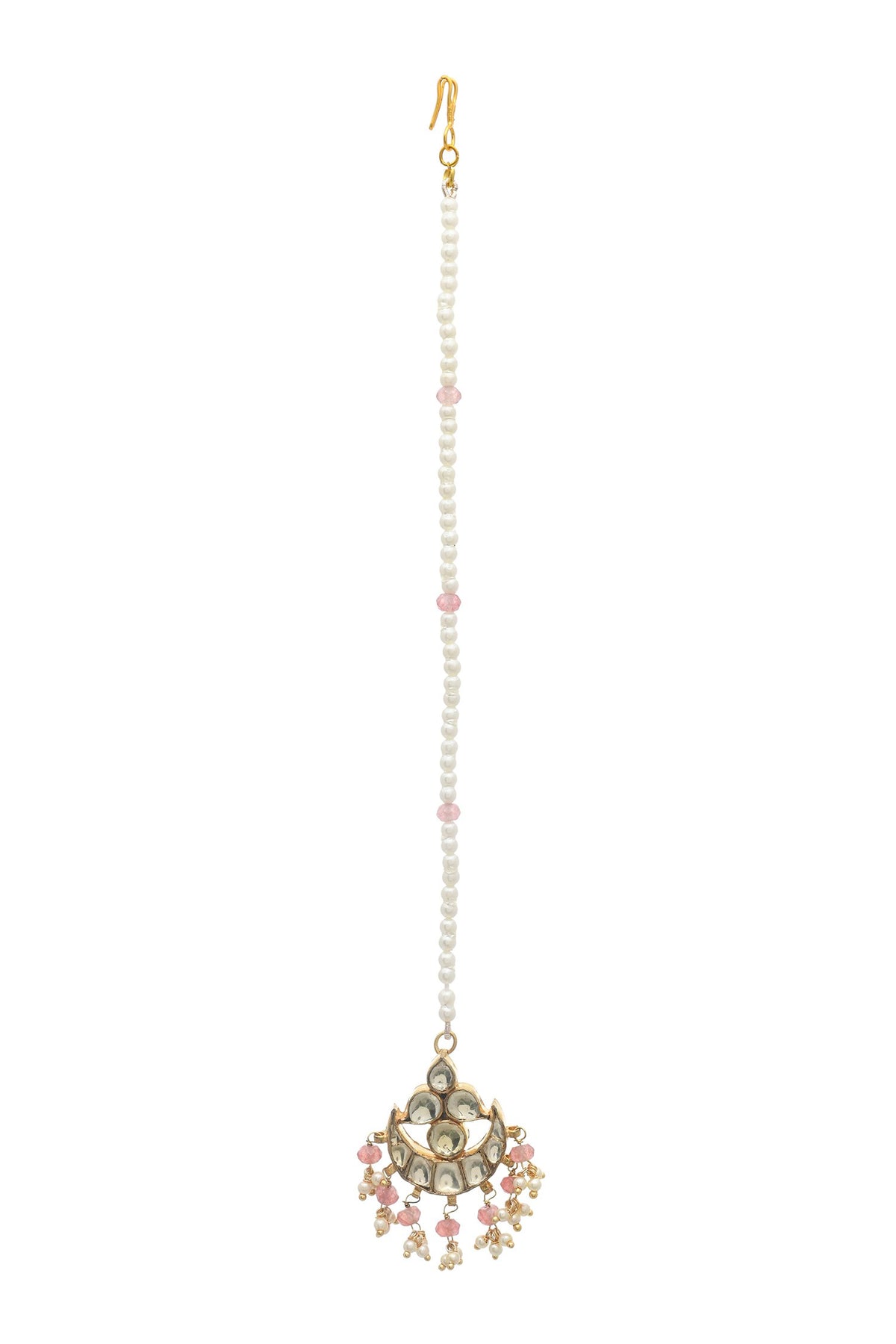 Peach Embellished Geometric Maangtikka 