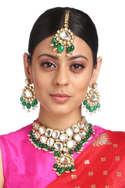 Kundan Stone Drop Pendant Choker Set 