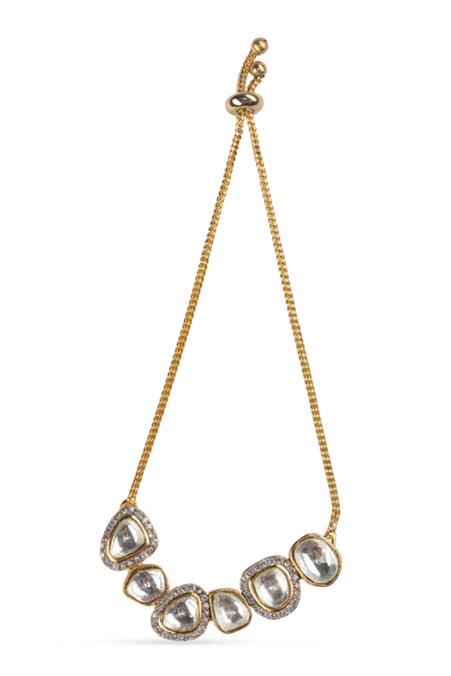 Geometric Kundan & Zirconia Bracelet 