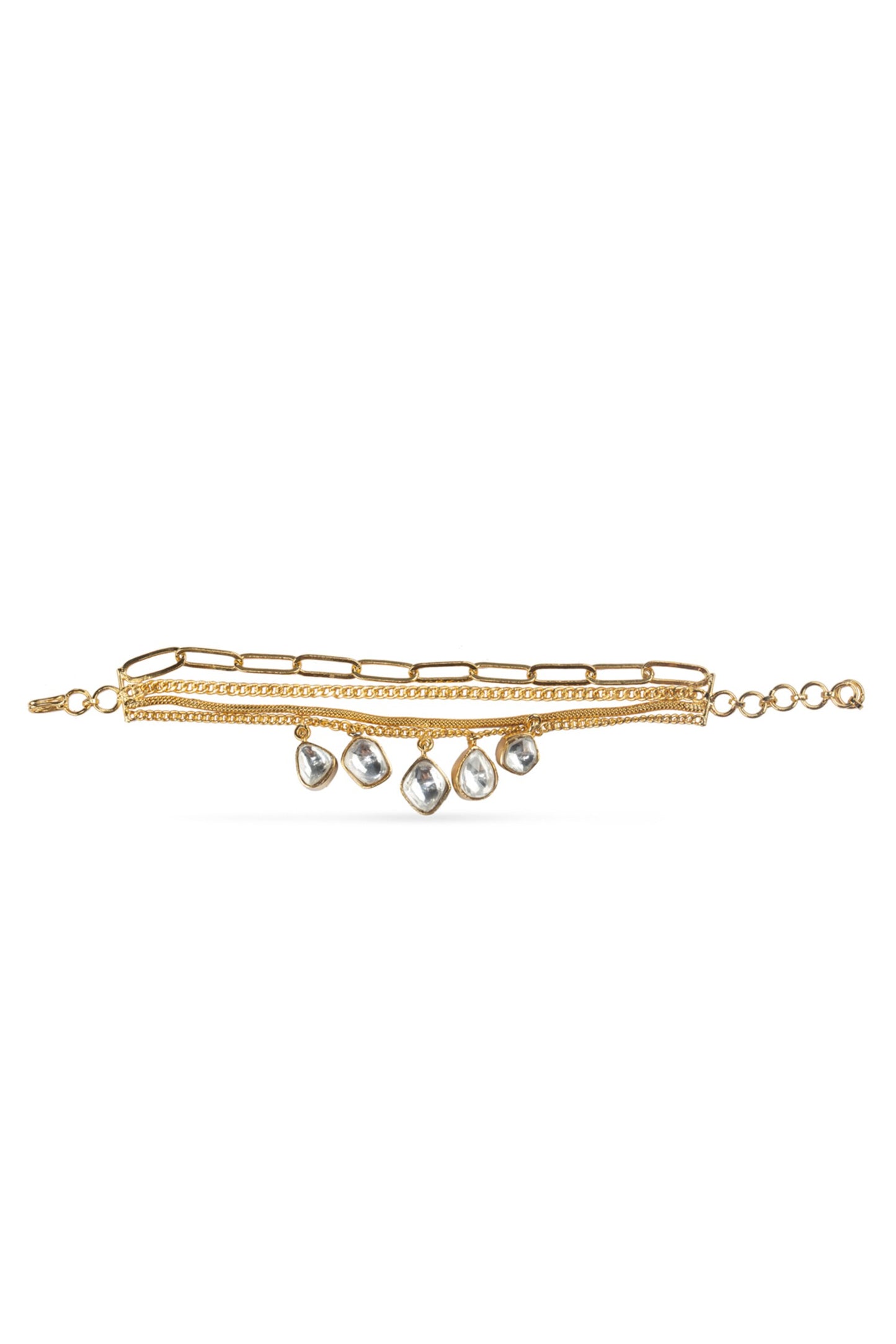 Layered Kundan & Cubic Zirconia Bracelet 